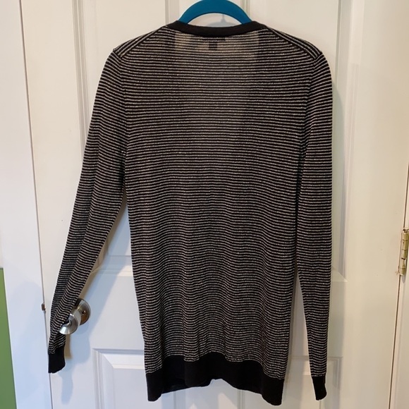 Ann Taylor Fine Merino Striped Thin Long Sparkly Cardigan EUC - Picture 9 of 15